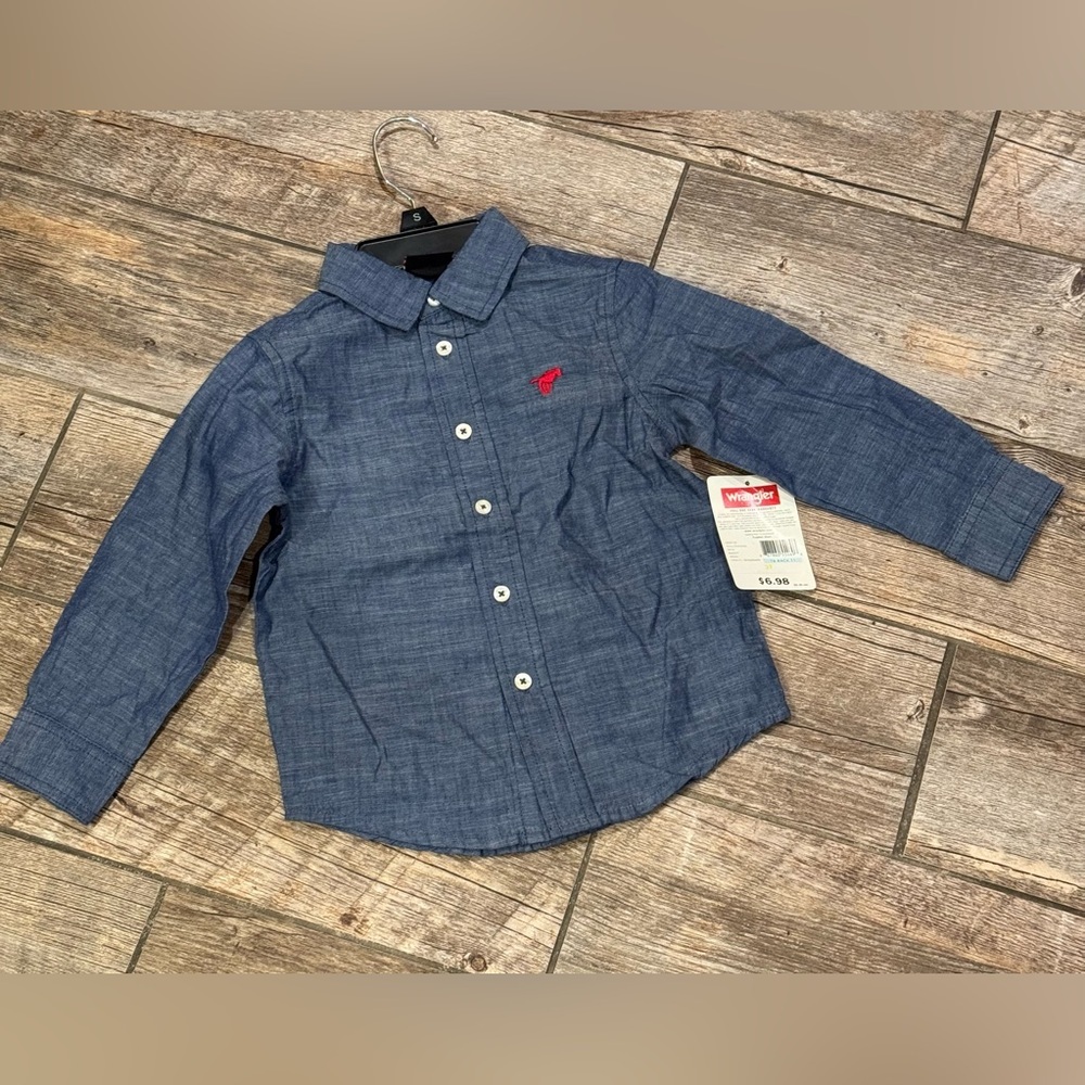 Blue Long Sleeve Kids Wrangler Shirt-NEW​